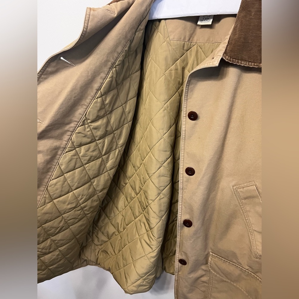 L.L. Bean Tan Field Barn Jacket Quilted with Brown Corduroy Trim Womens Size 3X - Picture 2 of 9